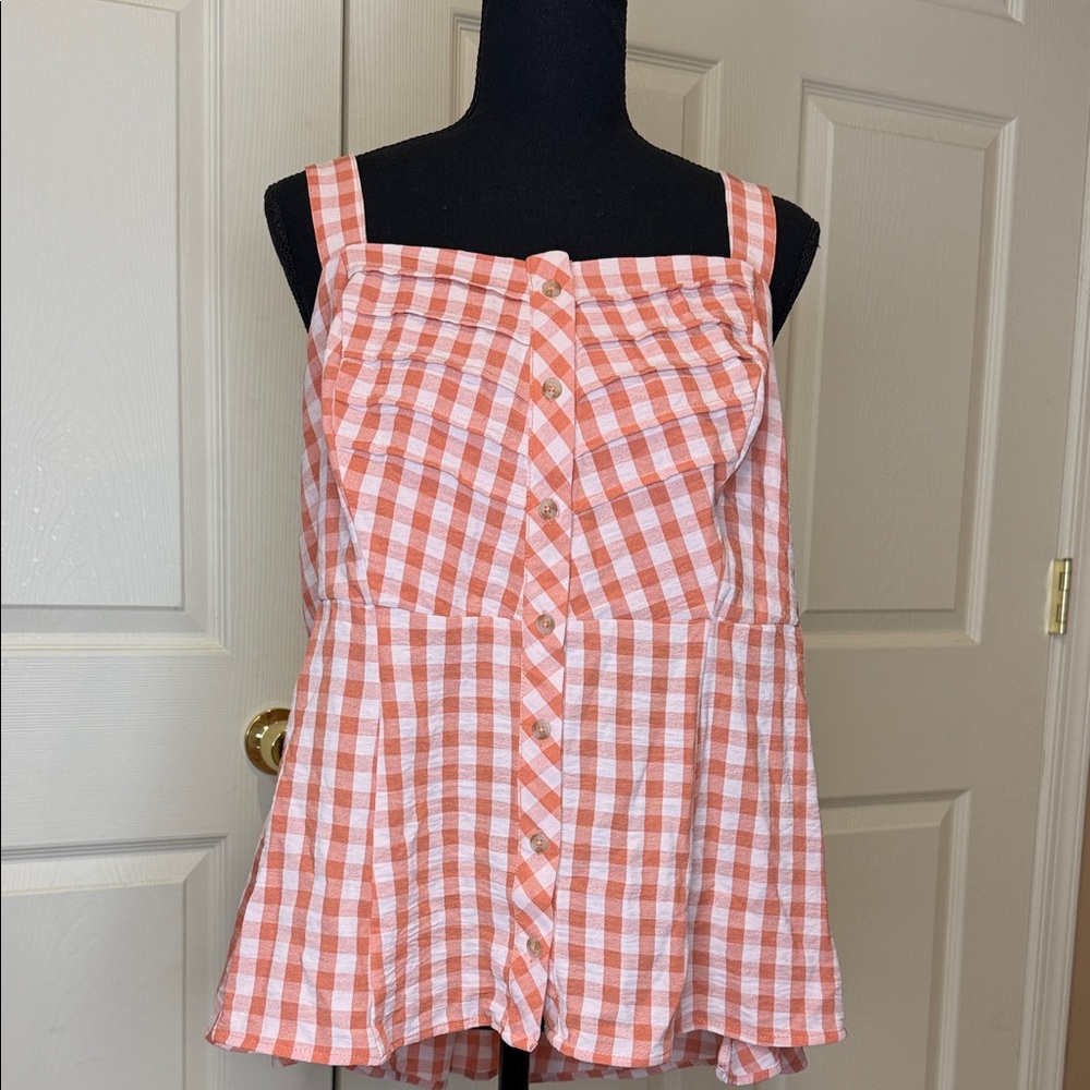 Torrid Orange and White Checkered tank top